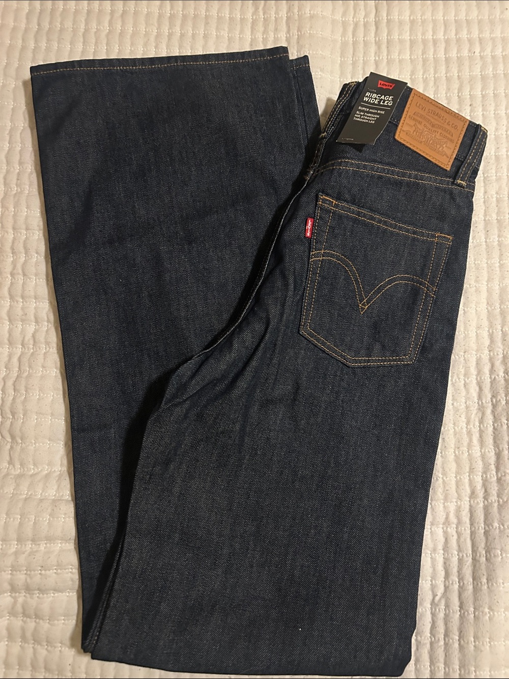 Levi's Women’s Dark Blue Ribcage Wide Leg Jeans